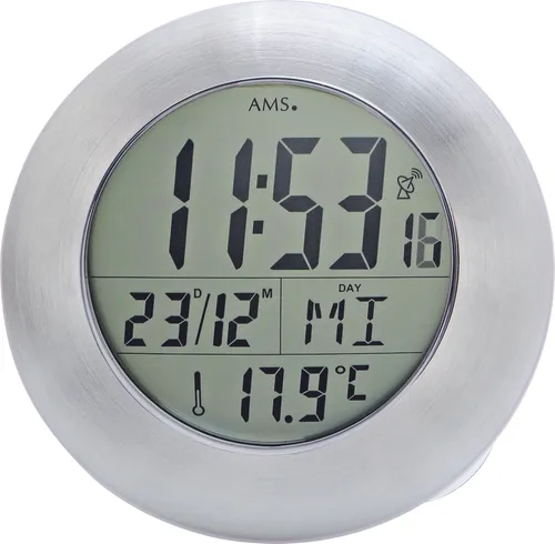 AMS Funkwanduhr Modell 5929 - 17 cm Kunststoffgehäuse - Moderne Funkwanduhr mit grauem Zifferblatt, ideal für jeden Raum. Das leichte Kunststoffgehäuse und die präzise Funktechnologie sorgen für eine exakte Zeitangabe.