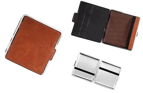 Design Zigaretten Etui Mit Karten Halter Braun 20er Zigaretten Dose Metall Box Gummiband Brown Magnet Halterung