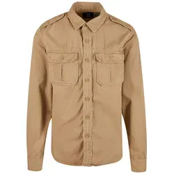 Brandit Vintage Shirt Long Sleeve - Camel, 7XL - Herrenhemd mit zwei aufgesetzten Brusttaschen und Schulterklappen, im angesagten Vintage-Look mit Raw Edges für einen lässigen Style.