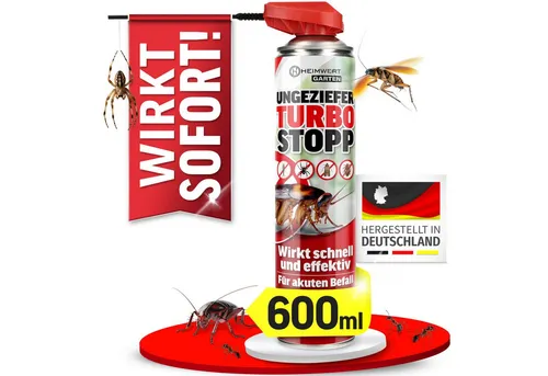HEIMWERT Insektenspray 600 ml - Insektizide mit Sofortwirkung gegen Ungeziefer, sorgt durch die Paralysator Formel für sofortige Orientierungslosigkeit der Schädlinge und bietet Langzeitschutz.