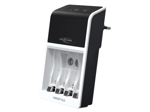 ANSMANN Akku-Ladegerät - Automatik Batterieladegerät für NiMH Micro (AAA), Mignon (AA), 9V Block, mit Perfect-7-Ladetechnologie und Schnellladefunktion