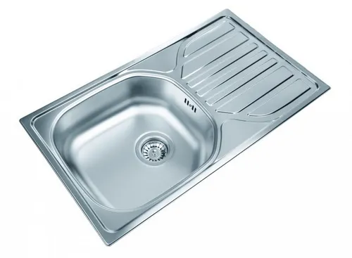 Edelstahlspüle 76cm x 43,5cm mit Ablage - Sanitäranlagen & Zubehör, hygienisch und robust inkl. Ab- / Überlauf und Siphon, hohe Qualität zum fairen Preis