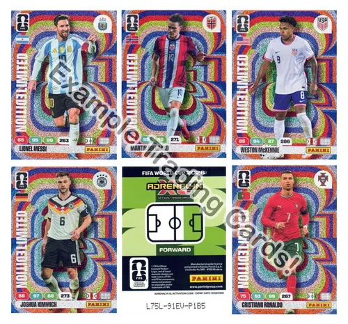 Fifa World Cup 2026 Adrenalyn XL - Limited Edition Sammelkarten - Sammle die Fifa World Cup 2026 Adrenalyn XL Trading Cards mit 5 Limited Edition Karten. Erlebe spannende Spielmodi und beeindruckende Spielerbilder für dein Traumteam!