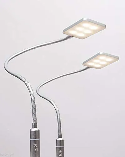 kalb 4W LED Bettleuchte, 2er Set silbergrau - Nachttischlampen für Kinder mit elegantem Design, flexiblem Schwanenhals und dimmbarem Touch-Schalter für optimalen Komfort beim Lesen.