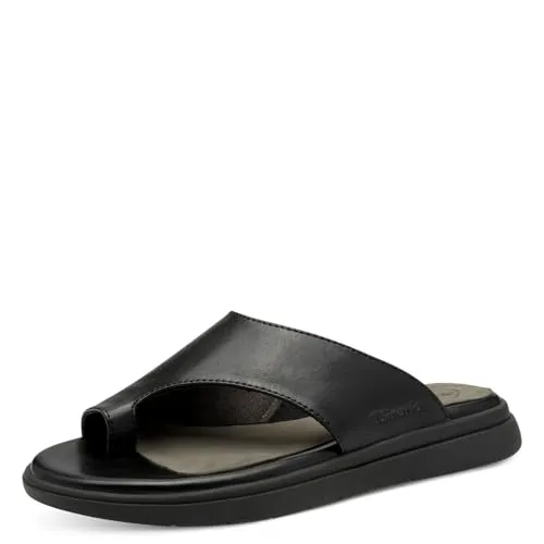 TAMARIS Comfort Damen Pantolette Leder Wide Fit Sandale, Black Nappa, 39 EU - Clogs & Pantoletten für Damen, halluxfreundlich mit individuell anpassbaren Riemen für optimalen Komfort und perfekten Sitz.