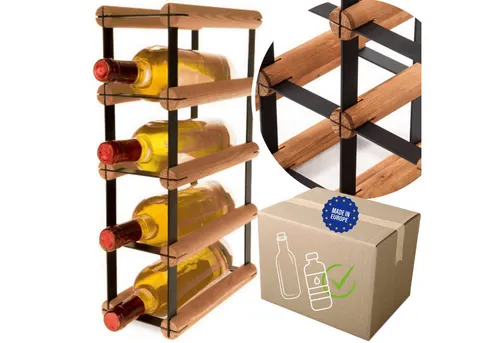Modo24 Weinregal RW8 Flaschenregal Metall - Holz Flaschenständer 1 bis 81 Flaschen, Weinregal Modular Flaschenregal Weinständer Flaschenständer