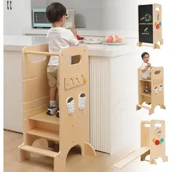 Olvy Lernturm Für Kinder – 4 in 1 Montessori Lernturm - Kinderzimmermöbel: Vielseitiger Lernturm, der als Küchenhilfe, Hochstuhl, Rutsche und Spielbereich dient. Ideal für Kinder ab 1 Jahr, fördert Selbstvertrauen und motorische Fähigkeiten.