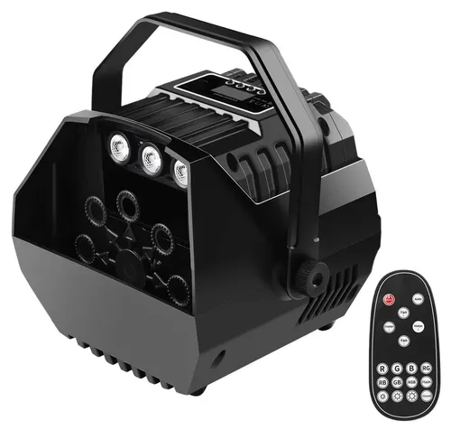 E-Lektron B102 Seifenblasenmaschine - Seifenblasenmaschine mit RGB LED-Beleuchtung und Fernbedienung, ideal für Partys, Hochzeiten und Familientreffen – erzeugt große, farbenfrohe Seifenblasen für unvergessliche Momente.