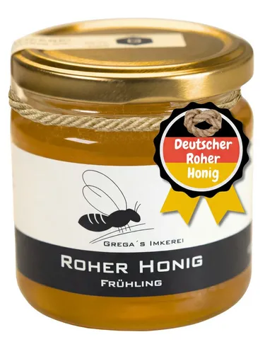 Grega's Imkerei | Deutscher Roher Honig 250 g aus NRW – Frische Ernte 2025 - Frischer, roher Honig aus der Ernte 2025, direkt vom Imker. Schonend verarbeitet, ohne Zusätze. Ideal zum Süßen oder als feiner Brotaufstrich. Erlebe den unverfälschten Geschmack der Natur!