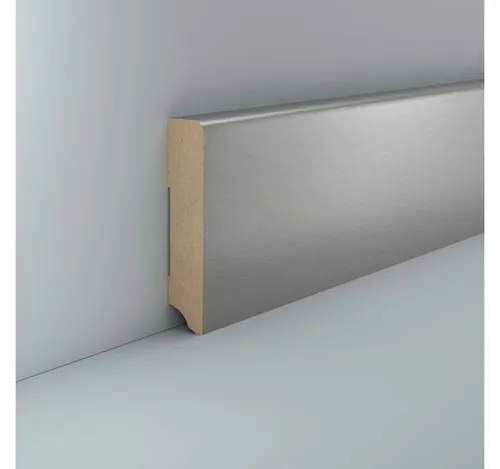 Südbrock Sockelleiste Metallic 19 x 96 mm Edelstahl Dekor MDF foliert Fußleiste, L: 250 cm, H: 9.6 cm, 1-St.