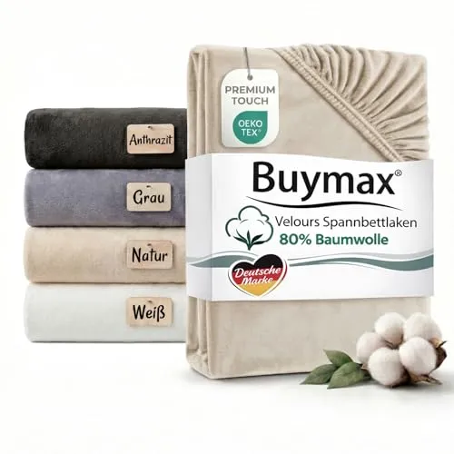 Premium Baumwoll Velours Spannbettlaken 90x200 cm – Beige mit Cashmere Touch - Luxuriöses Spannbettlaken aus 80% Baumwolle und 20% Polyester, ideal für Matratzen bis 25 cm Höhe. Atmungsaktiv und pflegeleicht für ein angenehmes Schlafgefühl. Faltenfreier Sitz dank elastischem Rundumgummi.