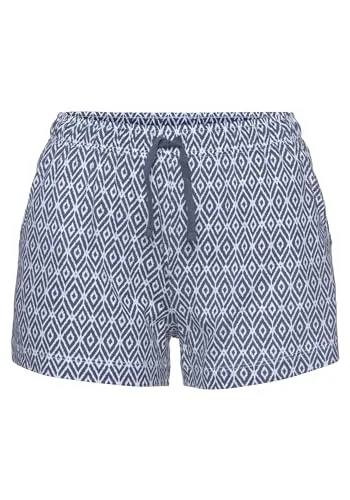 Lascana Damen Schlafshorts mit Alloverdruck, aus weicher Single Jersey-Qualität aus Baumwollmix, atmungsaktiv und hautfreundlich, für erholsame Nächte