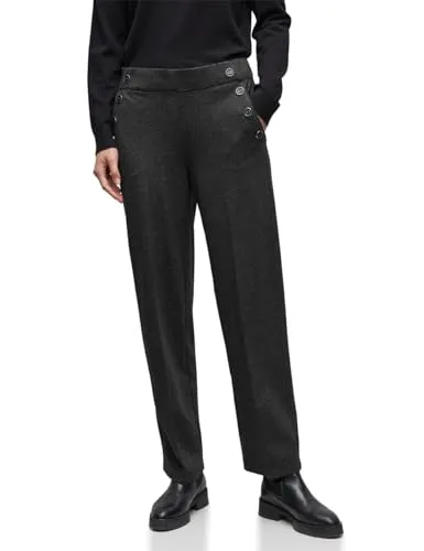Street One Damen Straight Leg Hose 3716831, Schwarz, 42W / 30L - Damen-Hose im Casual Fit mit High Waist und Straight Legs, ideal für einen lässigen Look. Elastischer Bund und seitliche Taschen bieten Komfort und Stil.