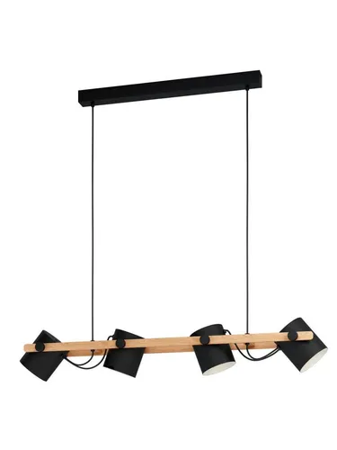 EGLO HORNWOOD Hängeleuchte, braun - Moderne Pendelleuchte - Lampen: Pendelleuchte aus Pinienholz mit schwenkbaren Metall-Lampenschirmen für individuelle Lichtakzente im Wohnzimmer oder Esszimmer.