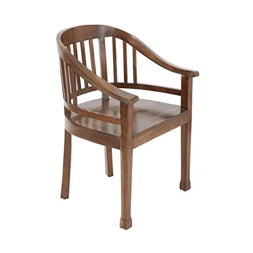 BUTLERS antiker Holzstuhl aus edlem Akazien- und Mangoholz | Stühle für Esszimmer | Armlehnstuhl für Wohnzimmer in Dunkelbraun