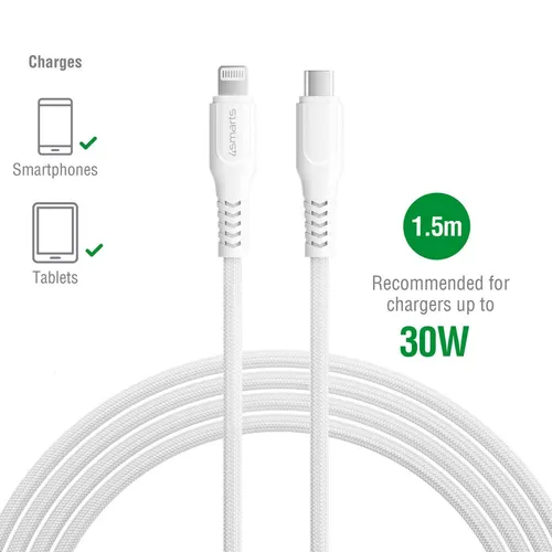 4smarts USB-C auf Lightning Kabel RapidCord PD 30W 1,5m weiß *MFi zertifiziert