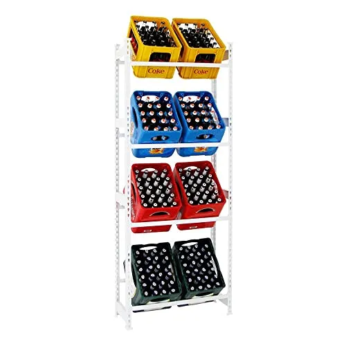 PROREGAL Getränkekistenregal High Big Camel | Weiß | 8 Kisten | HxBxT 200x80x30cm | Kistenregal Getränkeregal Wasserkistenregal Bierkistenregal