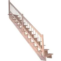 StarWood Treppe Lindos Buche Gerade 100 cm mit Holz-Design-Geländer - Hochwertige gerade Treppe aus zertifiziertem Buchenleimholz mit einseitigem Holz-Design-Geländer. Ideal für den Innenbereich, sorgt für helle Raumwirkung und einfache Montage.
