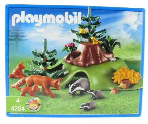 PLAYMOBIL 4204 Waldtiere Dachs Fuchs Igel Familie Baum Neu OVP MISB Wald Tiere