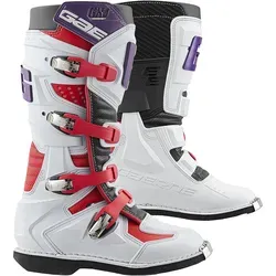 Gaerne GX-J Stiefel für Kinder - Weiß/Rot/Lila - 40 EU - Innovative Gaerne GX-J Stiefel für Motocross & Offroad bieten optimale Sicherheit und Tragekomfort. Mit Dual-Tech-Ankle-System für Stabilität und Flexibilität sowie einstellbarer Wadenweite. Strapazierfähiges Rindsleder und griffige Sohle.