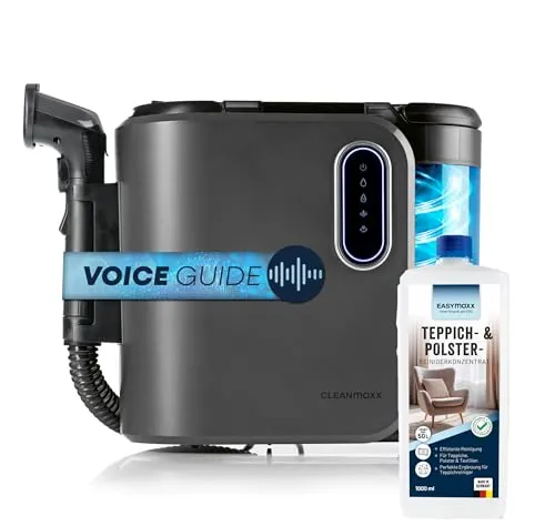 CLEANmaxx Teppichreiniger Pro Steam – Fleckenentferner für Polster & Teppiche - Der CLEANmaxx Teppichreiniger Pro Steam überzeugt mit 2000 W und 13 kPa Saugkraft. Für gründliche Reinigung von Teppichen, Polstern und mehr. 3-in-1-Funktion: Sprühen, Bürsten, Saugen – für hygienische Sauberkeit im ganzen Haushalt.