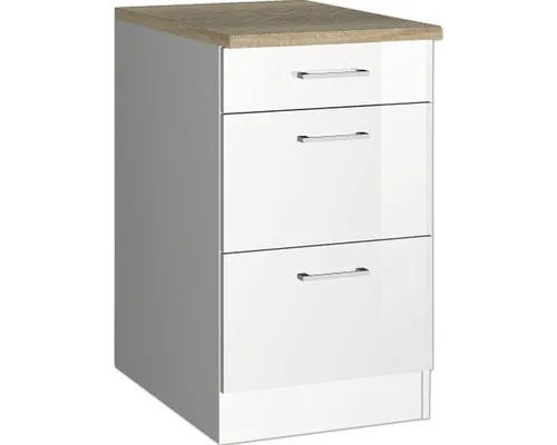 Held Möbel Auszugunterschrank Mailand – Hochglanz Weiß 50x60x85 cm