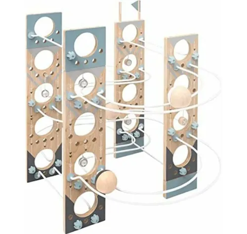 small foot Modulare Kugelbahn aus Holz - Kugelbahnen für Kinder ab 3 Jahren, mit 4 großen Vollholzkugeln und kreativem Aufbauprinzip für endlosen Spielspaß und Förderung der Fantasie.