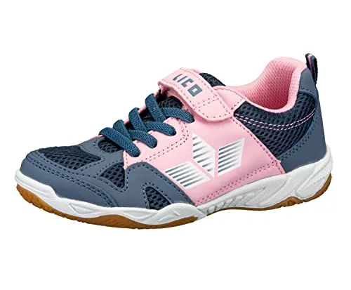 Lico Unisex Kinder Sport Vs Hallenturnschuhe, Grau Rosa, 31 EU - Hallenschuhe für Mädchen mit stabiler TPR-Laufsohle und elastischen Schnürsenkeln, ideal für sportliche Aktivitäten in der Halle.