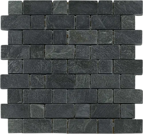 Mosaikfliese Schiefer Brick 30 x 30 cm schwarz in schwarz von KNG