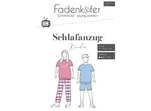 Schnittmuster und Nähanleitung - Schlafanzug Kinder 32 bis 58 in Weiß, inklusive Nahtzugabe und detailliertem Näh-Video auf YouTube