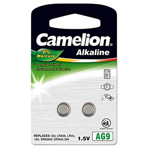 Camelion Knopfzelle AG9 2er Blister, Alkaline, 1,5V