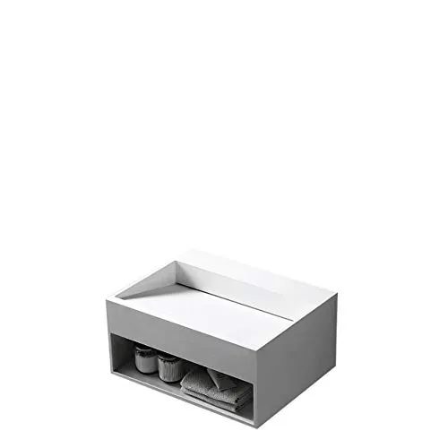 Bernstein Wandwaschbecken TWG71 - Elegantes Hänge-Waschbecken - Waschplätze: Hänge-Waschbecken aus hochwertigem Mineralguss Solid Stone in modernem Weiß matt, mit praktischer Ablaufrinne und Ablagefach für zusätzlichen Komfort.