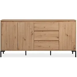 Sideboard Fiave, Holzfarben, Modernes Design - Kommode in Holzfarben mit modernem, grifflosem Design, verstellbaren Böden und stabilem Metallgestell – ideal für stilvolle Wohnräume.