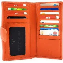 XXL Damenbörse aus echtem Nappaleder mit RFID-Schutz – orange