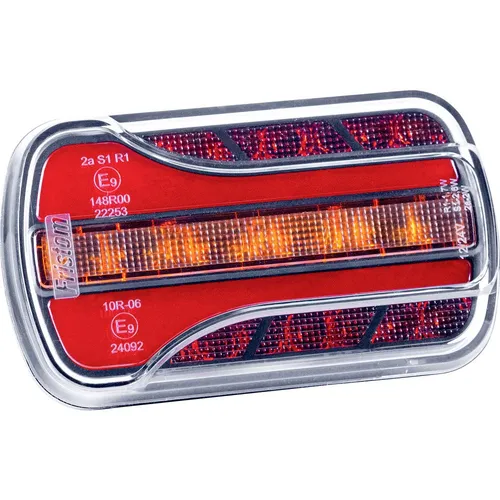 Fristom Anhänger-Rückleuchte 12 V/DC mit Blinker und Bremslicht - Kfz-Ausstattung mit 3 Funktionen: NEON Positionslicht, STOP-Licht und Blinklicht. Kompakt, robust und ideal für Pkw und Anhänger. Höchste Schutzart IP 69 für optimale Langlebigkeit.