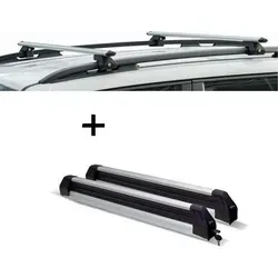 Relingträger CRV120A mit Skiträger für Jeep Grand Cherokee II 99-04 - Gepäckträger Set mit ausziehbarem Skiträger, ideal für bis zu 6 Skier oder 4 Snowboards. Korrosionsbeständig und abschließbar für höchste Sicherheit. Schnelle Montage auf dem Relingträger garantiert.