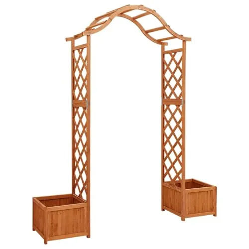 vidaXL Tannenholz Pergola mit Blumenkasten - Vielseitige Rosenbogen aus massivem Tannenholz, witterungsbeständig und langlebig, ideal als Rankhilfe und zur Dekoration Ihres Gartens.