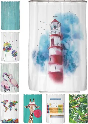 arteneur® Leuchtturm Anti-Schimmel Duschvorhang 120x200 in blau von Arteneur