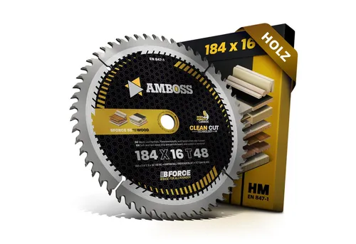 HM Kreissägeblatt 184x16 Z48 - Feinschnitt für Holz - Kreissägeblätter für präzise Holzarbeiten - Clean Cut Technologie für schnelle, saubere Schnitte. Ideal kompatibel mit vielen Black & Decker Modellen.