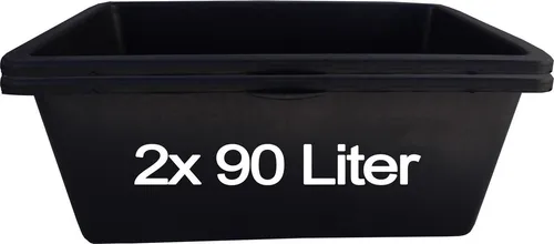 BURI Mörtelkasten Set 2 Stück (90L) - Robuste Mörtelkästen, Pflanzkübel, Maurerkasten für Baustelle, Garten & Heimwerkerprojekte, UV-beständig, stapelbar