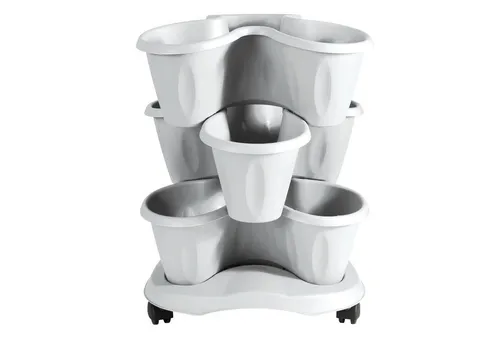 MamboCat Pflanzschale Vertikaler Garten Geranio 3 Etagen - Pflanzschalen, platzsparend für bis zu 9 Pflanzen, ideal für Balkone und kleine Gärten, sorgt für eine ansprechende Raumbegrünung.