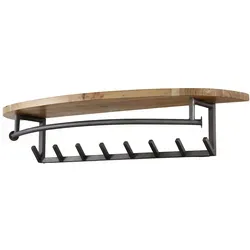 Garderobe Ovrund aus massivem Akazienholz – Industrial Design mit Hutablage und 8 Haken