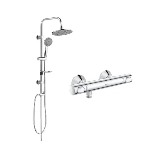 GROHE Precision Flow Duscharmatur mit Thermostat, Regendusche & Handbrause