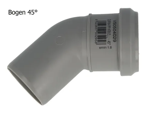 Valsir Ablaufrohr HT Bogen, mit einseitiger Steckmuffe und Gummidichtung, Ø 40 mm
