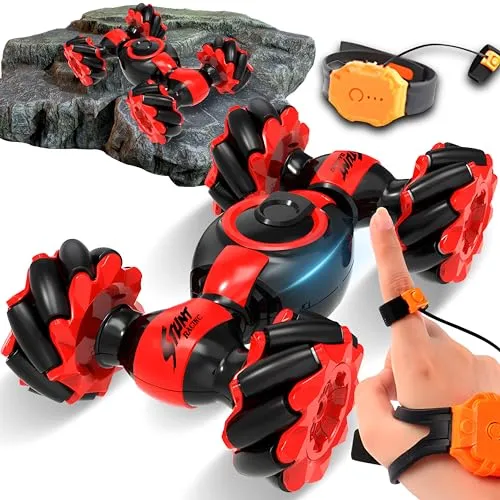 Retoo 4WD Ferngesteuertes Stunt Auto mit Handsteuerung - RC-Modelle mit 360° Drehung und zwei Fahrmodi für drinnen und draußen, ideal für Kinder und Erwachsene – fördert Geschicklichkeit und sorgt für grenzenlosen Fahrspaß.