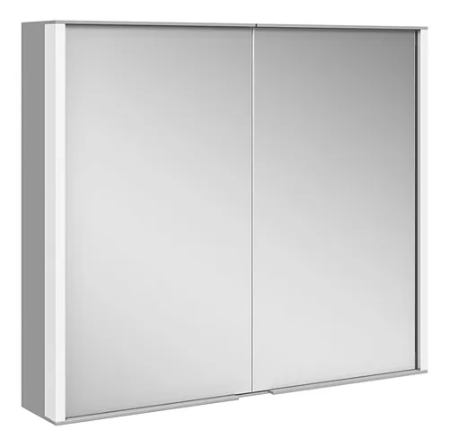 Keuco Royal Match Spiegelschrank 800x700 mm - Gewinner des German Design Awards - Spiegelschrank mit 2 Drehtüren aus Kristall-Doppelspiegel, stufenlos dimmbarer LED-Beleuchtung und großzügigem Stauraum. Ideal für modernes Badezimmer-Design.