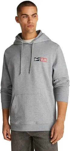 Tommy Jeans Herren Hoodie Entry Graphic - Grau (Grey Htr), XXL - Kapuzenpullover für Herren, ikonisches Design mit hohem Tragekomfort, ideal für Sport und Alltag, aus 100% Baumwolle, maschinenwaschbar und trocknergeeignet.