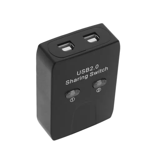 YINETTECH USB 2.0 Shared Printer USB 2.0 Peripheral Switching Adapter Box 2 Devices Share 1 Printer Scanner USB Device Hub Shared Switch