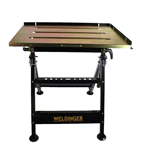 WELDINGER Klappbarer Schweißtisch - Vielseitiger Werkbank und Schweißtisch, höhen- und neigungsverstellbar, belastbar bis 150 kg, platzsparend klappbar und ideal für Metallbearbeitung.