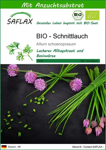 SAFLAX Kräutersamen SAFLAX - Samen und Substrat - BIO - Schnittlauch